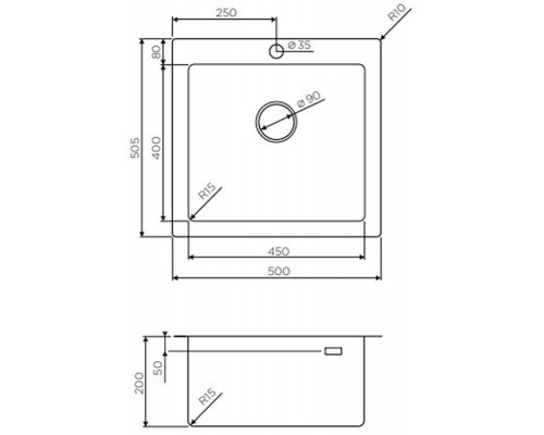 Кухонная мойка из нержавейки Omoikiri Amadare 50-IN нержавеющая сталь