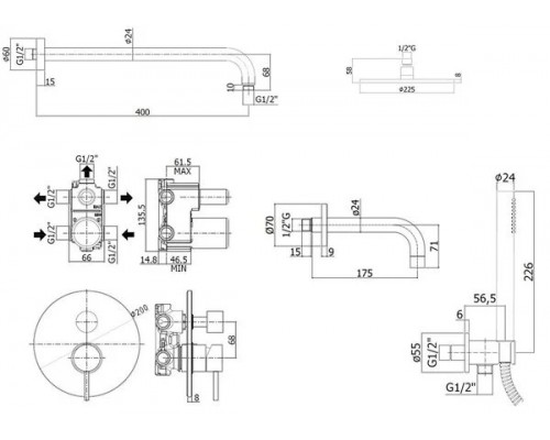 Душевая система Paffoni Light скрытого монтажа со смесителем, хром