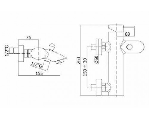 Смеситель Paffoni Berry BR022CR для ванны с душем, хром