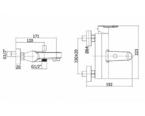 Paffoni CA022CR Candy Смеситель для ванны короткий излив, без душ набора, хром