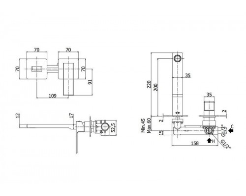 Paffoni Смеситель для раковины встраиваемый с внутренней частьюв к-те