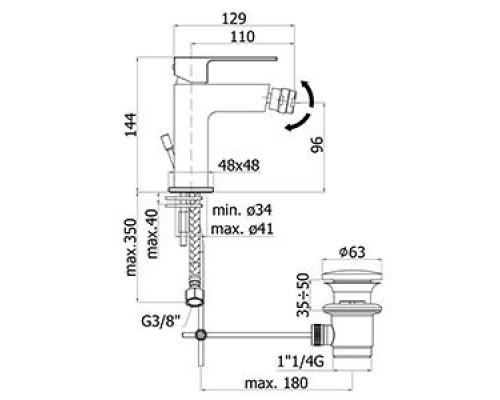 EL131NO Смеситель для биде без.д/к чёрный матовый ELLE Paffoni