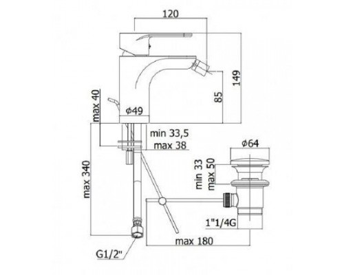 Смеситель Paffoni Green GR135CR для биде, с донным клапаном, цвет хром авт.д/к 1 1/4"
