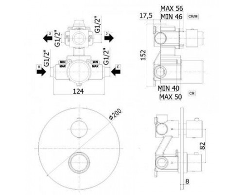 Термостатический встраиваемый смеситель с закладным элементом Paffoni Light LIQ018NO цвет (нержавеющая сталь)