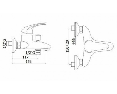 Смеситель для ванны без душ.набора Paffoni