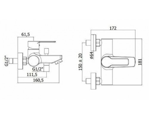Смеситель для ванны без душ.набора Paffoni