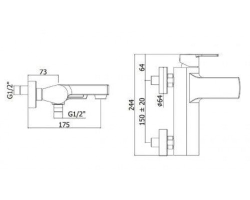 Смеситель для ванны без душ.набора Paffoni