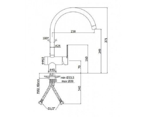 Cмеситель для кухонной мойки Paffoni Ringo RIN180NO - однорычажная модель из латуни в черном матовом цвете
