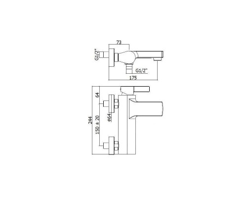 Смеситель для ванны с душ.набором и настен.поворот.крепл.из ABS RO023CR