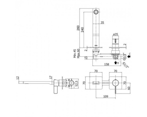 Paffoni Смеситель RO106CR70 д/умывальника хром с изливом 240 мм