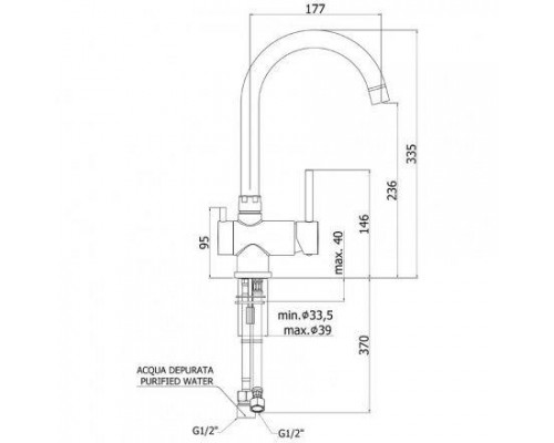 Смеситель для мойки с поворот.изливом и 3 каналом для ПИТЬЕВОЙ ВОДЫ STICK Paffoni