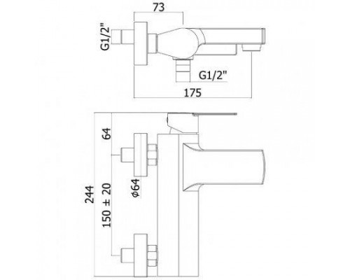 Смеситель для ванны без душ.набора Paffoni