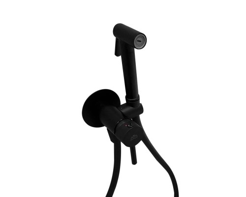 Гигиенический душ скрытого монтажа Paffoni Tweet Round Mix со смесителем и шлангом (цвет - чёрный матовый) ZDUP110NO
