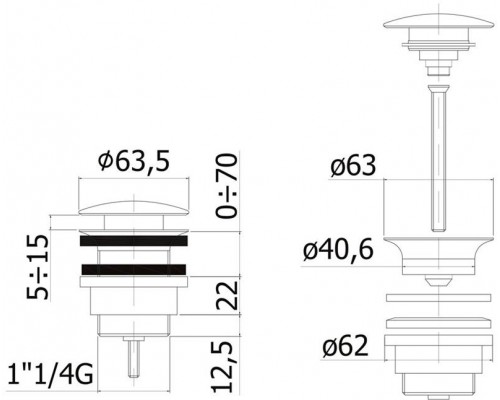 Донный клапан для раковины Paffoni ZSCA050CR click-clack хром
