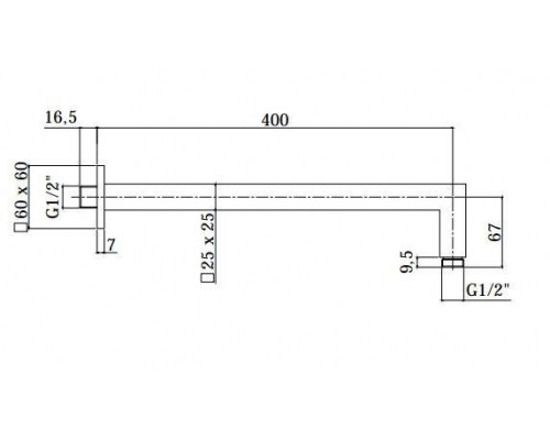 Настенное крепление верх. душа mm.400 QUADRO латунь Paffoni