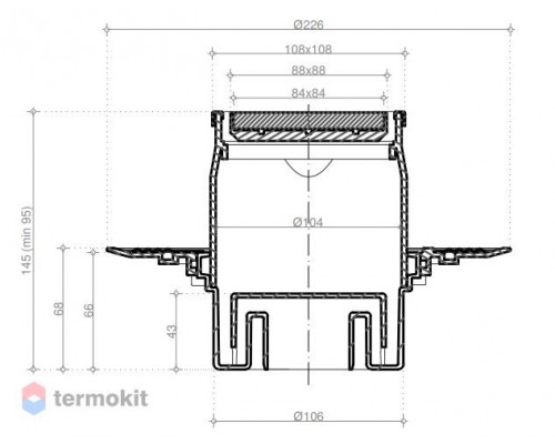 Душевой трап Pestan Confluo Standard Vertical Dry Ceramic 10*10