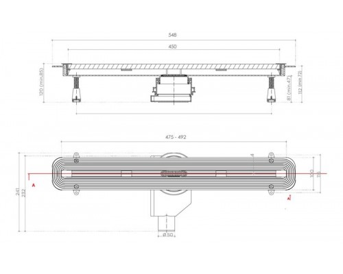 Душевой лоток Pestan Confluo Slim Line 450, 13100031