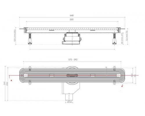 Душевой лоток Pestan Confluo Slim Line 550, 13100032