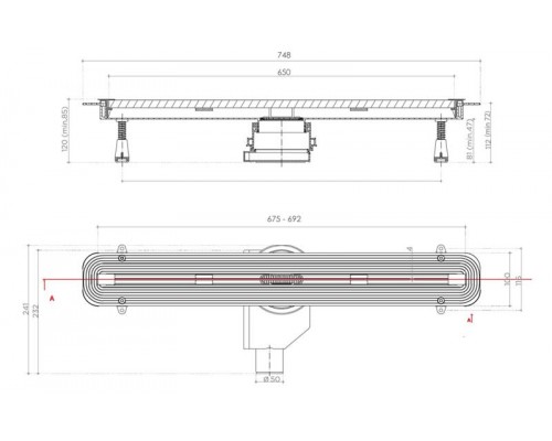 Душевой лоток Pestan Confluo Slim Line 650, 13100033