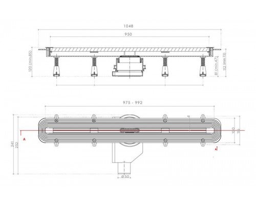Душевой лоток Pestan Confluo Slim Line 950, 13100036
