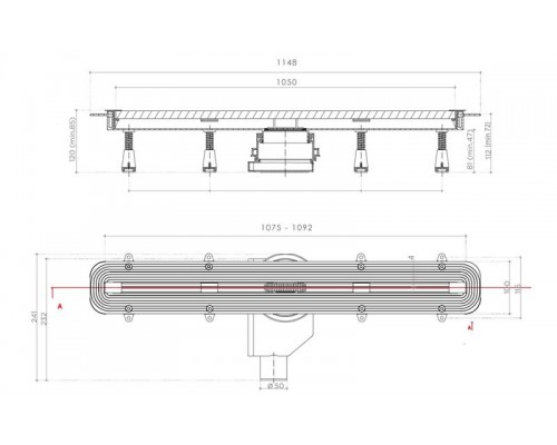 Душевой лоток Pestan Confluo Slim Line 1050, 13100037