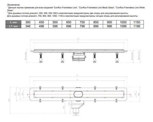 Душевой лоток Pestan Confluo Frameless Line 650 13701231