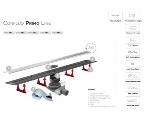 Душевой трап линейный 2в1 Pestan Confluo Primo Line 750