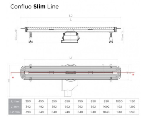 Душевой трап щелевой Pestan Confluo Slim Line 450