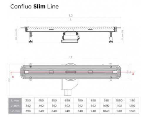Душевой трап щелевой Pestan Confluo Slim Line 950 BLACK MATTE