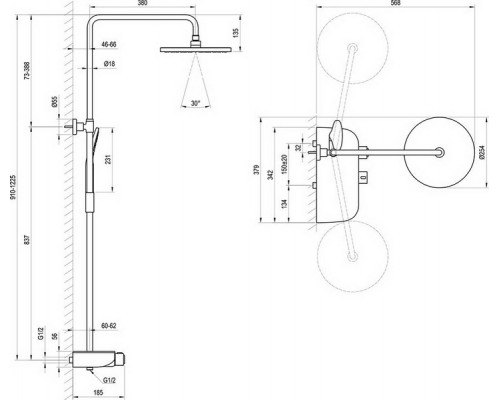 Ravak Душевая стойка с термостатическим смесителем и ручным душем Termo 300 TE 094.02/150 черный