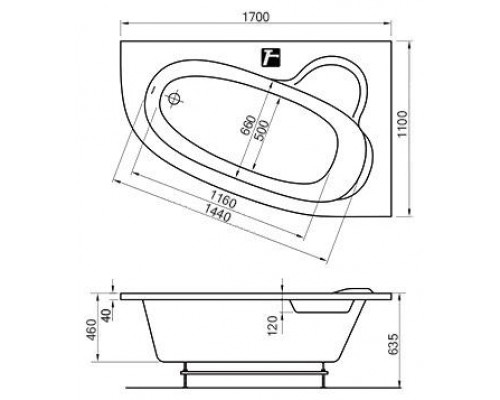 Ванна акриловая Ravak ASYMMETRIC 170x110 R белая C491000000