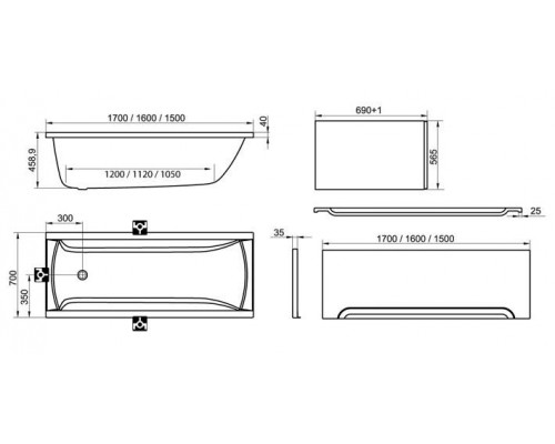 Ванна акриловая Ravak CLASSIC 160x70 N белая C531000000