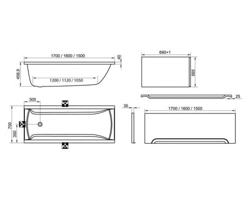 Ванна акриловая Ravak CLASSIC 170x70 N белая C541000000