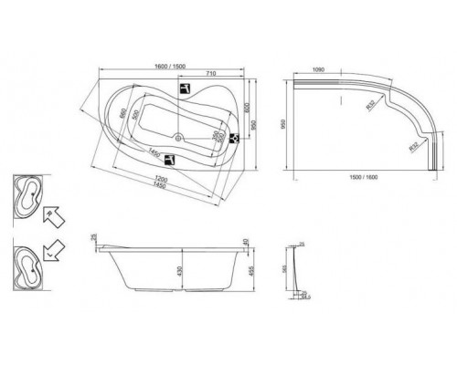 Ванна акриловая Ravak ROSA 150x95 P белая C561000000