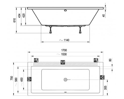 Ванна акриловая Ravak FORMY 01 170x75 белая C691000000