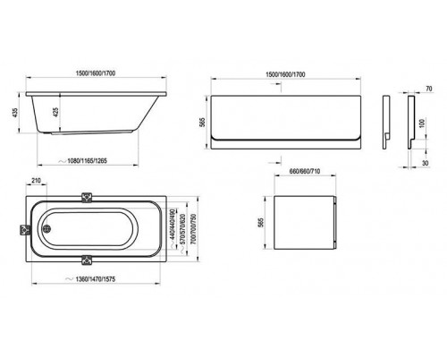 Ванна акриловая Ravak CHROME 160х70 белая C731000000