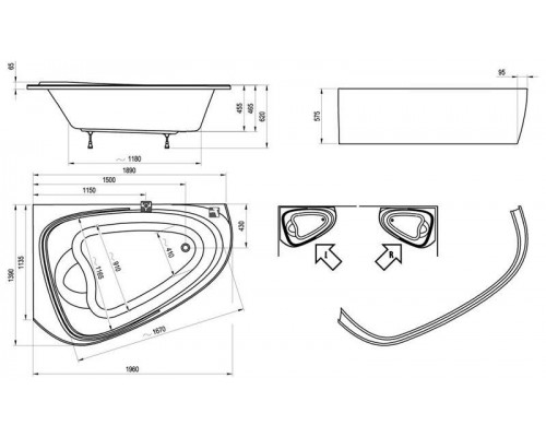 Ванна акриловая Ravak LOVE STORY II L белая C751000000