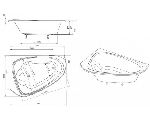 Ванна акриловая Ravak LOVE STORY II P белая C761000000