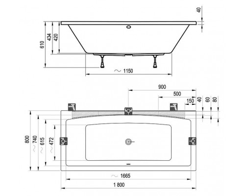 Ванна акриловая Ravak FORMY 02 180x80 белая C891000000