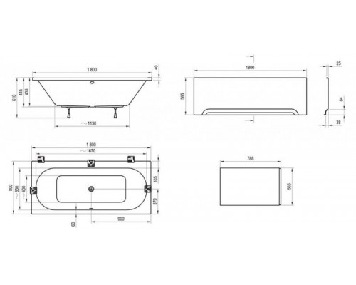 Ванна акриловая Ravak CITY 180х80 белая C741000000