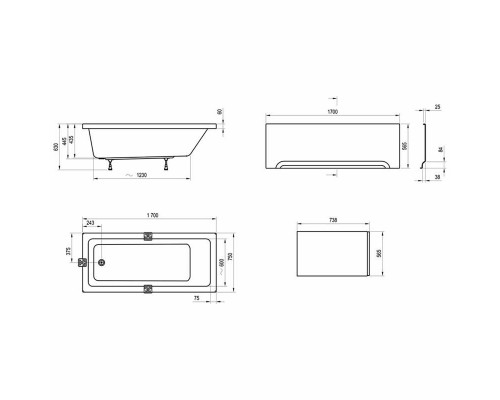 Ванна акриловая Ravak 10° 170х75  белая CA71000000