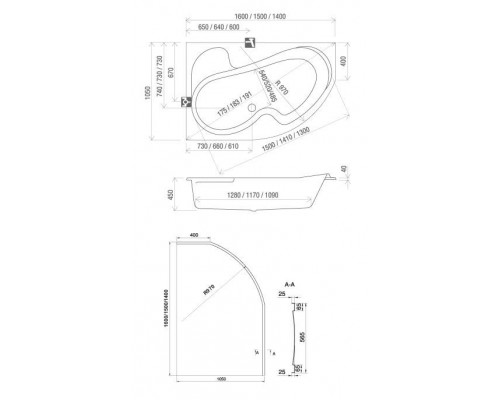 Ванна акриловая Ravak ROSA 160х105 L белая CM01000000