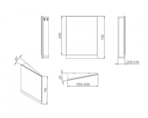 Зеркало 10° 650 L темный орех