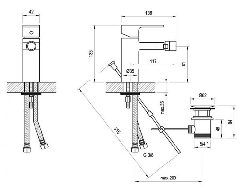 Ravak Смеситель для биде с донным клапаном CR 055.00