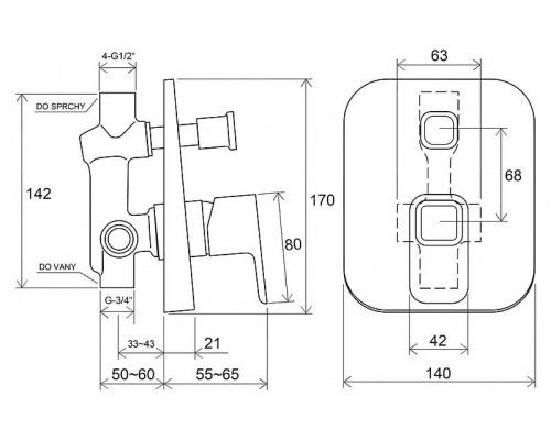 Смеситель встраиваемый Ravak 10° TD 061,00, X070068