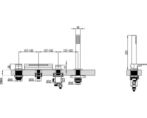 Врезной каскадный смеситель для ванны с душем Ravak Chrome CR 025,00, X070073
