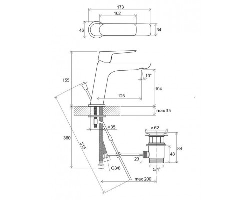 Смеситель для умывальника Ravak CL 011,00, X070081