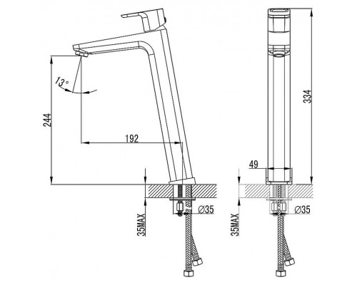 Ravak Смеситель для умывальника высокий без донного клапана 333 мм TD 015.00