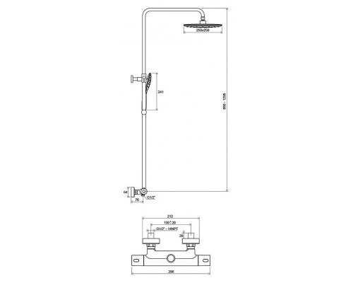 Душевая стойка с термостатическим смесителем и ручным душем Termo 300 TE 093.00/150