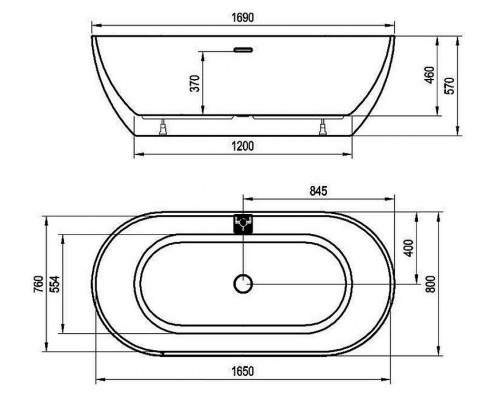 Ванна акриловая Ravak FREEDOM 1690х800 белая отдельностоящая
